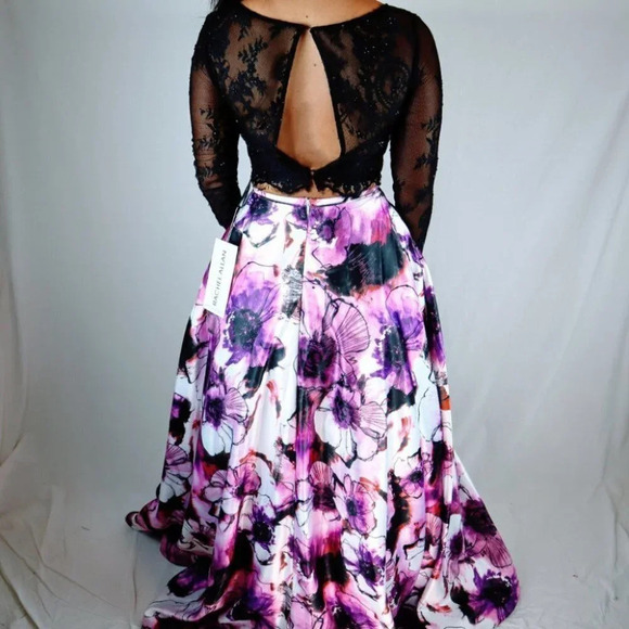 NWT Rachel Allan Two Piece Black Purple Formal Gown $538 - Picture 7 of 13